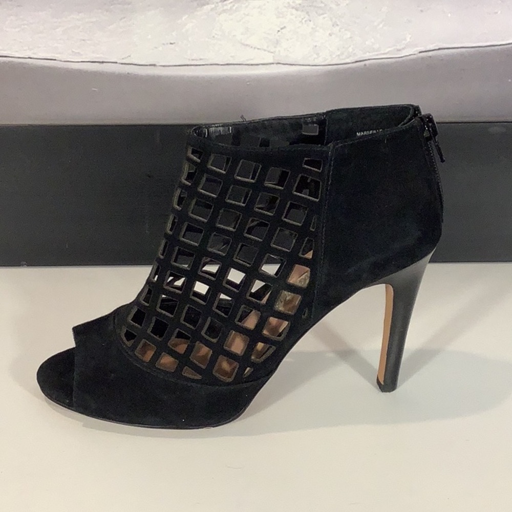 Audrey Brooke “Marseille” Black Suede Open Toe Gladiator Heels Bootie Sz 7.5 M - Picture 5 of 10